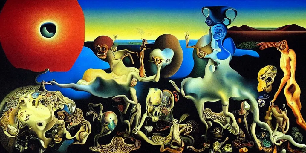 Image similar to the world between death and life, surrealistic detailed painting, by damien gilley and salvador dali