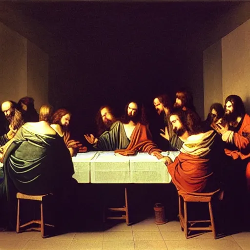 Prompt: The Last Supper, illustrated by Joseph Wright