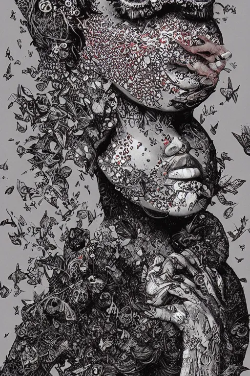 Image similar to Plague goddess painting by Dan Hillier, trending on artstation, artstationHD, artstationHQ, 4k, 8k