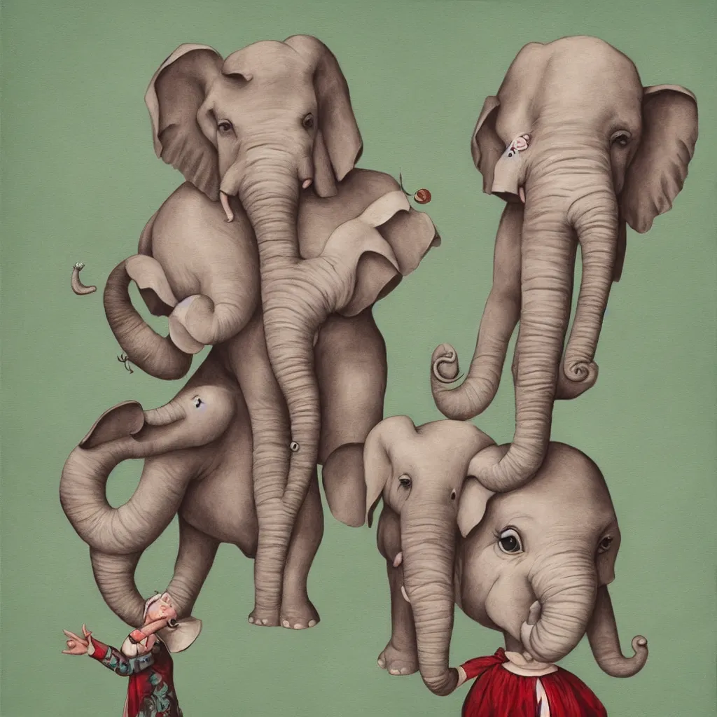 Image similar to elephant in the style of mark ryden