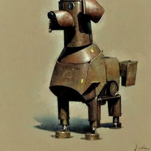 Image similar to (((((1950s robot box shaped k9 dog. muted colors.))))) by Jean-Baptiste Monge !!!!!!!!!!!!!!!!!!!!!!!!!!!