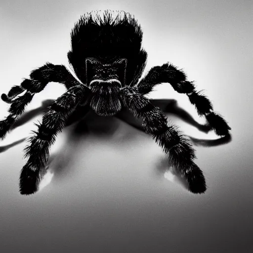 Image similar to kanye is a giant tarantula black and white photo