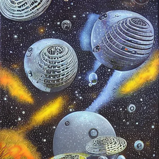 Image similar to spacy colony by don Davis, on canvas