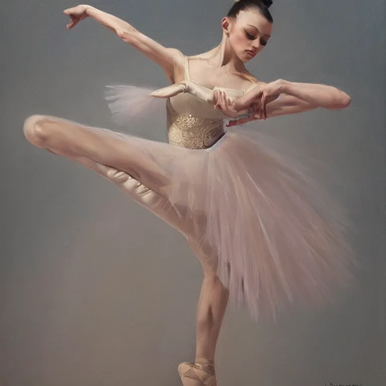 Prompt: a beautiful masterpiece painting of a ballet dancer by juan gimenez, award winning, trending on artstation,