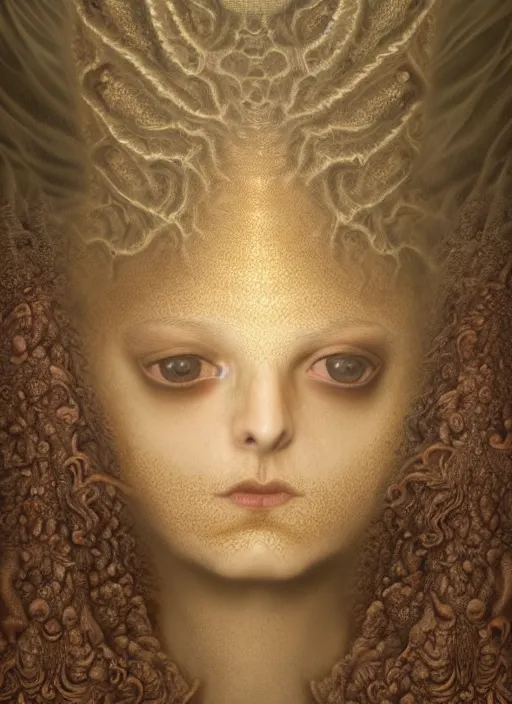 Image similar to doe chihuahua huge ominous glowing brown eyes staring into my soul, perfect eyes, soft pale golden skin, intricate stunning highly detailed, Agostino Arrivabene, Tomasz Strzalkowski, twisted bright lucid dream, 8k portrait render, swirling thick smoke , beautiful lighting, dark fantasy art, cgsociety