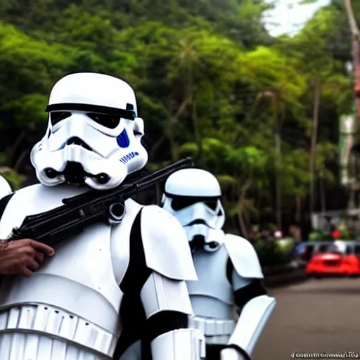 Image similar to stormtroopers on vacation in thailand, realistic nightlife photo