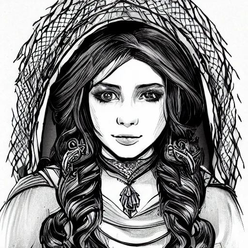 Prompt: detailed ilustration of a beautiful female bard, d & d style