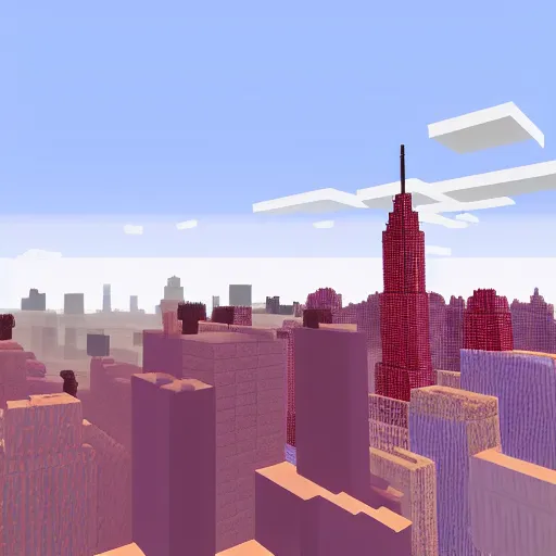 Prompt: nyc skyline, minecraft textures