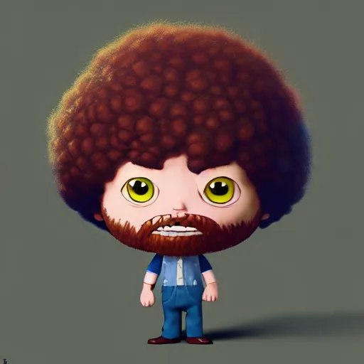 Image similar to an epic chibi comic book style portrait painting of bob ross, character design by mark ryden and pixar and hayao miyazaki, unreal 5, daz, hyperrealistic, octane render, cosplay, dynamic lighting, intricate detail, cinematic