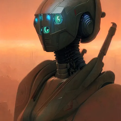 Prompt: character concept art portrait of a mech robot, depth of field background, artstation, award - winning realistic sci - fi concept art by jim burns and greg rutkowski, beksinski, a concept art masterpiece, red color palette, james gilleard, bruegel, alphonse mucha, and yoshitaka amano.