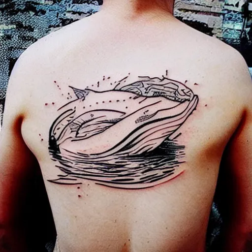 Image similar to concept tattoo design, stencil, whale