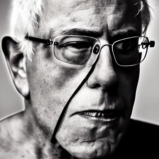 Prompt: cyborg Bernie Sanders, modelsociety, radiant skin, huge anime eyes, RTX on, perfect face, intricate, Sony a7R IV, symmetric balance, polarizing filter, Photolab, Lightroom, 4K, Dolby Vision, Photography Award