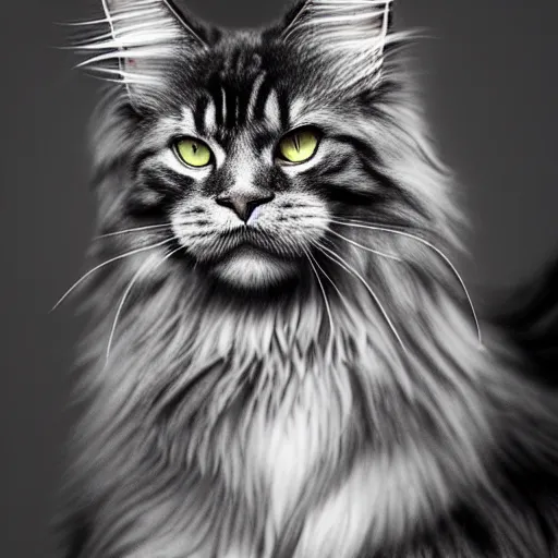 Prompt: beautiful maine coon, extremely detailed, sharp focus, wide view, full body shot, smooth, digital photo, by, james jean, by rossdraws, frank franzzeta, sakimichan, jeremy lipking, ansel adams