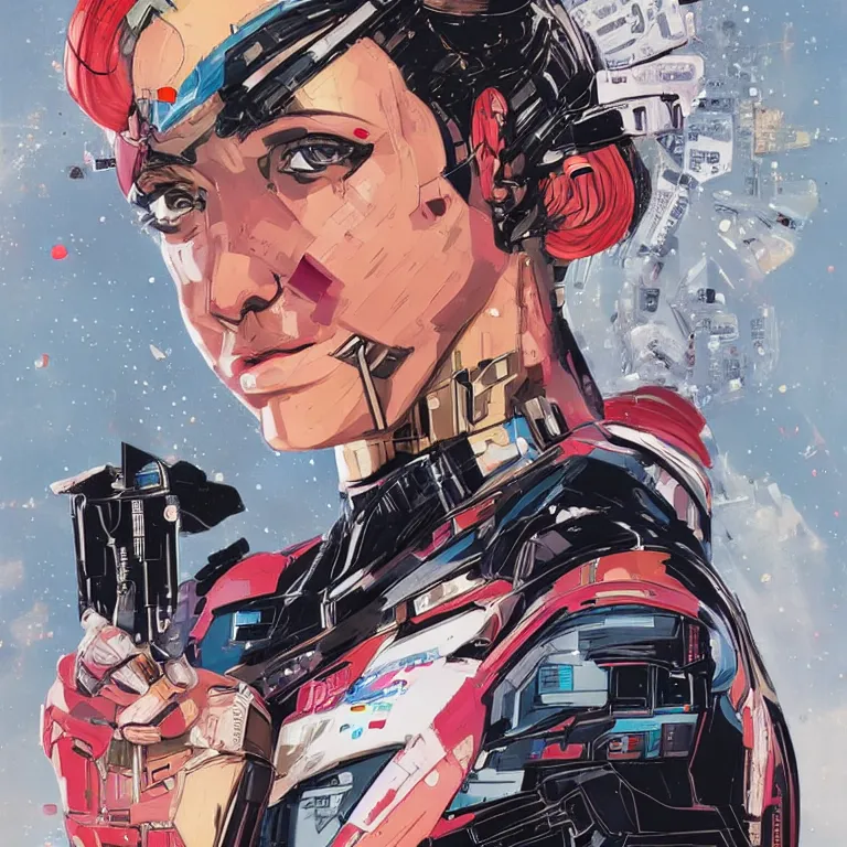 Image similar to portrait of a female android, by MARVEL comics and Sandra Chevrier, 8k