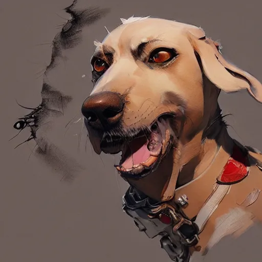 Prompt: concept art of anthropomorphized canine, highly detailed painting by dustin nguyen, akihiko yoshida, greg tocchini, 4 k, trending on artstation, 8 k