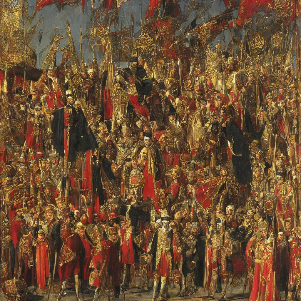 Image similar to Mehmed II Entering to Constantinople, digital art