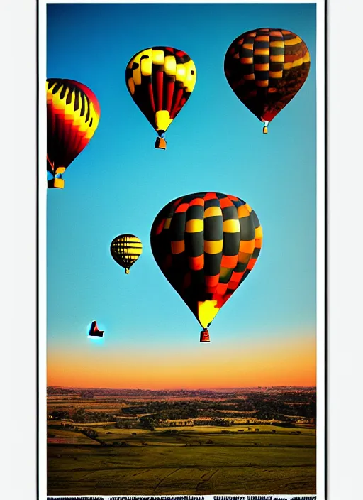 Image similar to turisk art modern poster hot air balloons