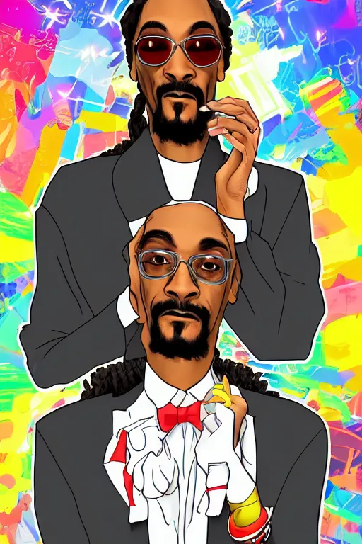 Prompt: Portrait of Snoop Dogg Johnson as hololive vtuber anime