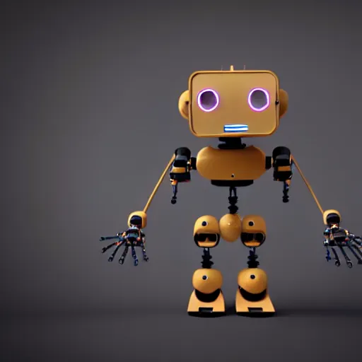 Image similar to a cute little robot, material wood. super realistic 8 k render of a dark hooded powerful elegant, cinematic composition