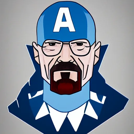 Image similar to Walter White as Captain America, 8k highly detailed face