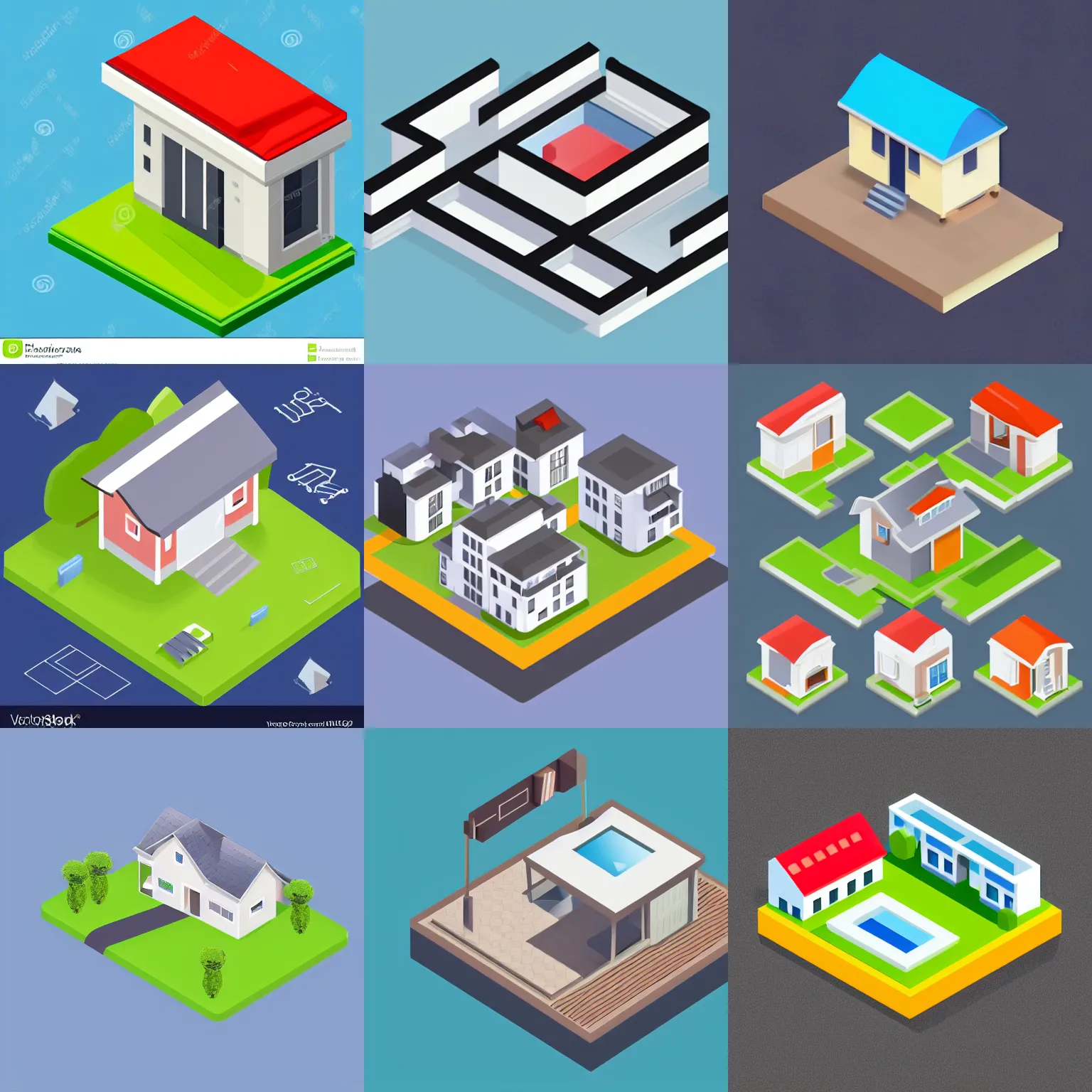 Prompt: isometric webdesign icon for house with flat roof
