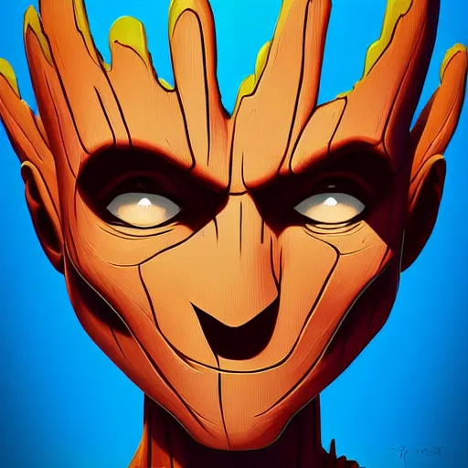 Image similar to face icon stylized minimalist groot, loftis, cory behance hd by jesper ejsing, by rhads, makoto shinkai and lois van baarle, ilya kuvshinov, rossdraws global illumination h 7 0 4