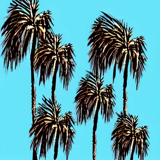 Image similar to palm trees by andy warhol, digital art, trending on artstation