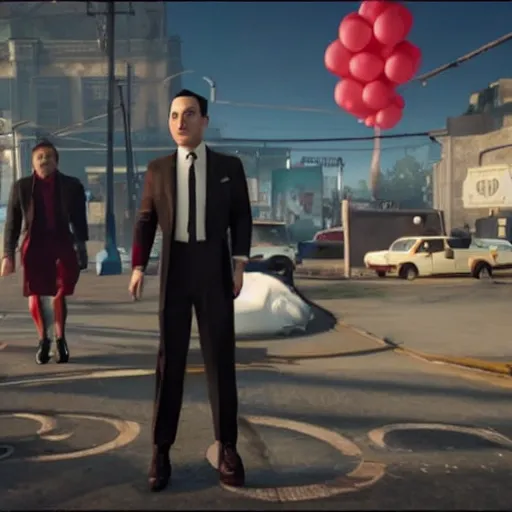 Image similar to a still of from the movie pee - wee's big adventure crossover with the game detroit : become human