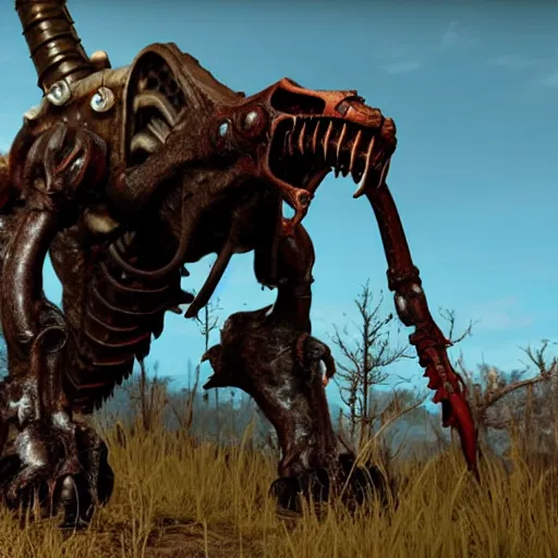 Image similar to deathclaw from fallout 4, unreal engine 5, 4 k, graphics overhaul mod