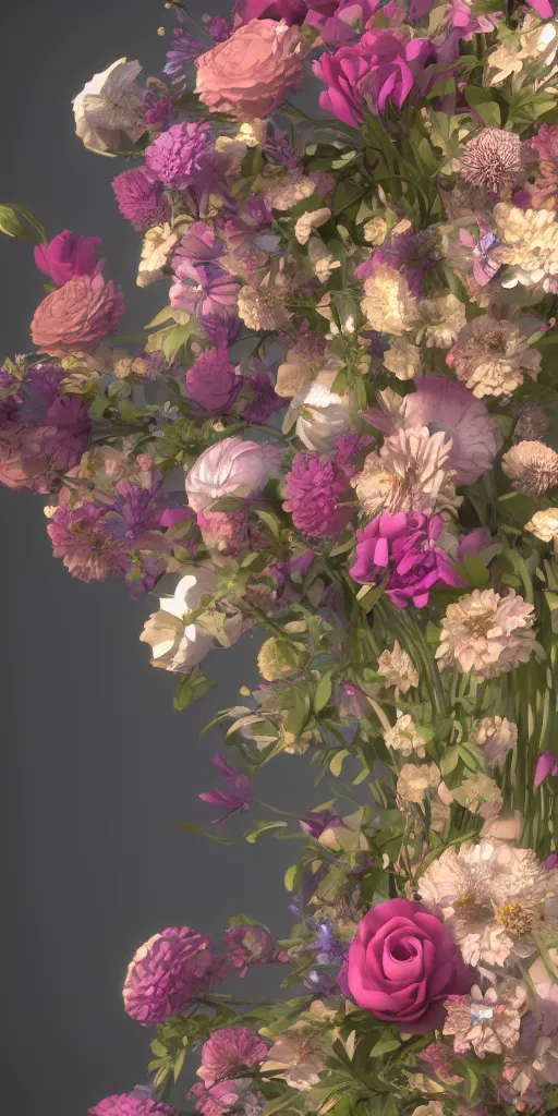 Image similar to a lovely mechanical bouquet of flowers, highly detailed, octane render, cinematic