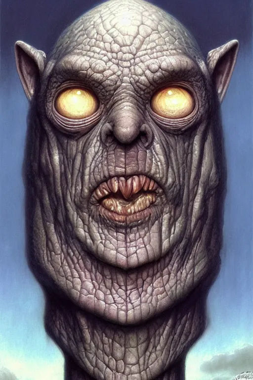 Image similar to anthropomorphic wizard head in death darkiron mr bean giant pupils, intricate, elegant, highly detailed face, wide angle, digital painting, artstation, concept art, sharp focus, illustration, art by artgerm, bob eggleton, stephen hickman, richard corben, wayne barlowe, greg rutkowski, alphonse mucha, 8 k