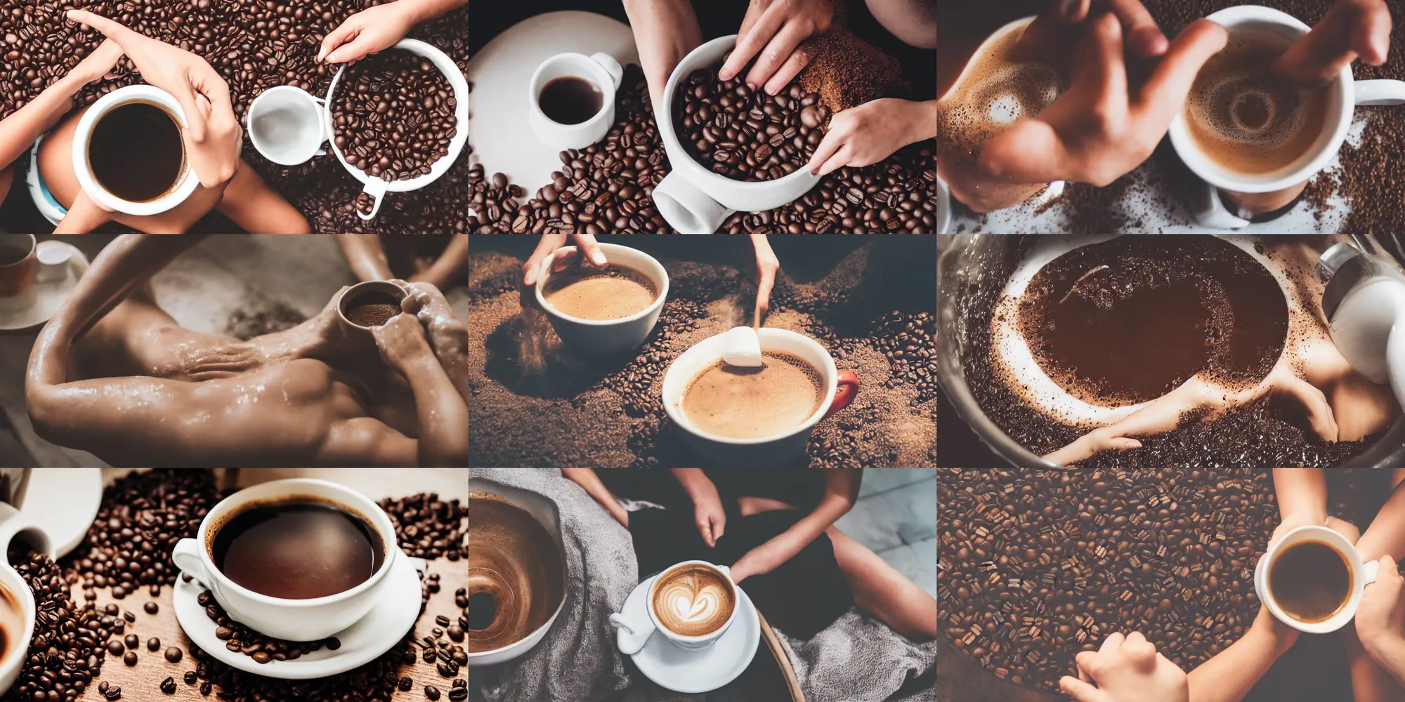 Prompt: Person Bathing in Coffee