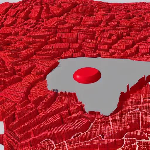 Image similar to spinning 3d Georgia (U.S. state) graphic render. 3d volume in the shape of Georgia, RED color