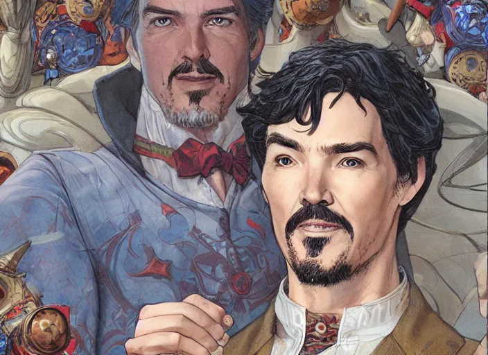 Image similar to a highly detailed senior portrait of stephen strange, james gurney, james jean