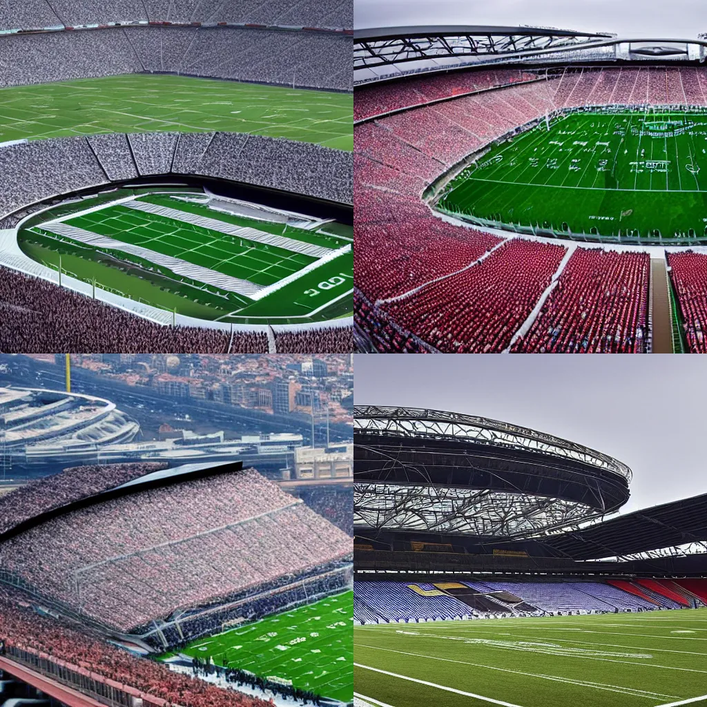 Prompt: a football stadium that can hold over 10 million people