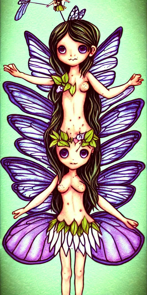 Prompt: a cute fairy with horizontal wings, extremely detailed artwork by erak note