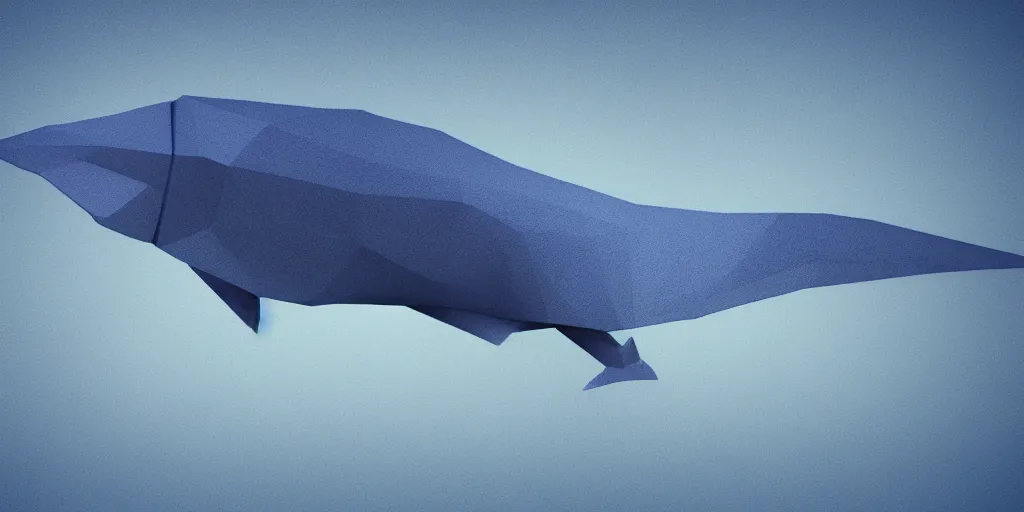 Image similar to concept art of low polygon 3 d render of a blue whale