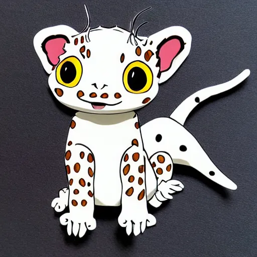 Image similar to A very beautiful sticker art of a leopard gecko cat, cute, white background, high quality, smooth lines, trending on ArtStation, anime, art by aleksagosto and kitschykawaii, Instagram