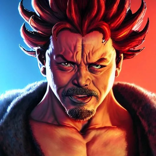 Image similar to curtis armstrong as akuma from street fighter, ultra realistic, concept art, intricate details, eerie, highly detailed, photorealistic, octane render, 8 k, unreal engine. art by artgerm and greg rutkowski and magali villeneuve and alphonse mucha