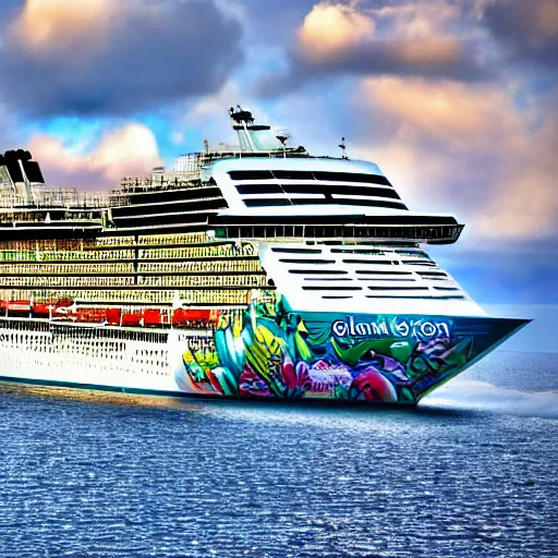 Prompt: olsen the norwegian cruise ship, realistic, hdr, hdd, clear image,