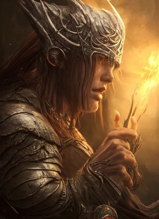 Image similar to ultra detailed fantasy famine, elden ring, realistic, dnd character portrait, full body, dnd, rpg, lotr game design fanart by concept art, behance hd, artstation, deviantart, global illumination radiating a glowing aura global illumination ray tracing hdr render in unreal engine 5