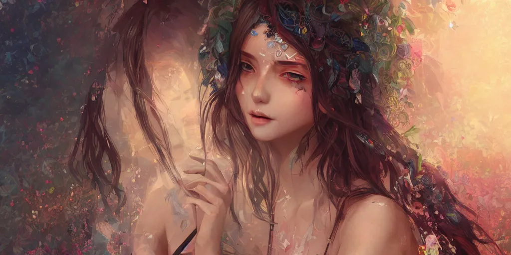 Prompt: a beautiful bohemian girl, intricate, highly detailed, digital painting, digital portrait, rich vivid colors, ambient lighting, sharp focus, official media, anime key visual, concept art, illustration, art by wlop