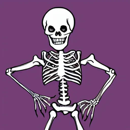 Prompt: drawing of a skeleton with the twitch pog emote