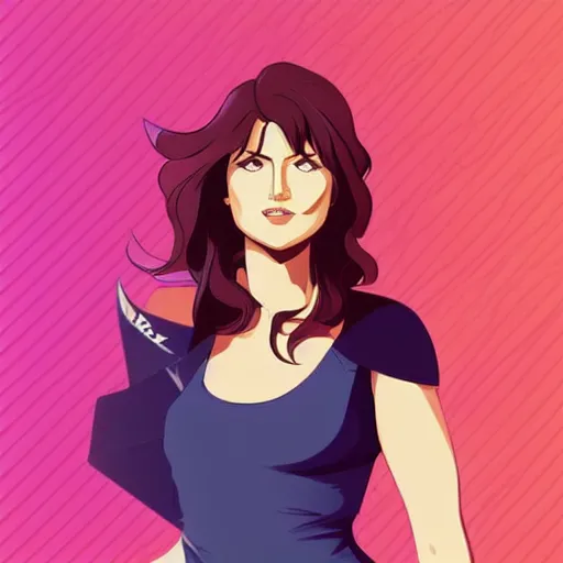 Image similar to lucy lawless, clean cel shaded vector art. shutterstock. behance hd by lois van baarle, artgerm, helen huang, by makoto shinkai and ilya kuvshinov, rossdraws, illustration.