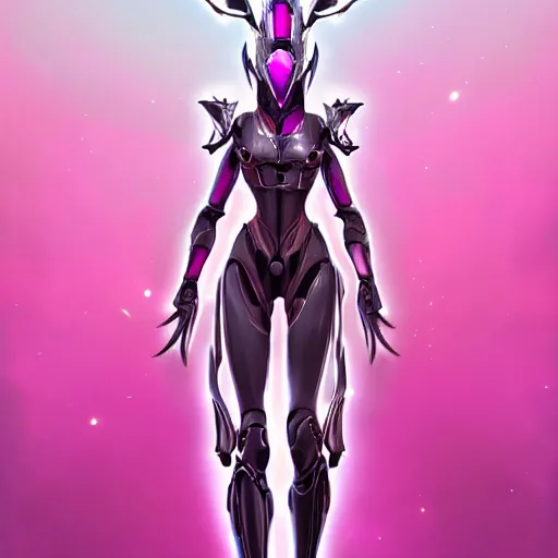 Image similar to ant pov from the floor looking up at a highly detailed, exquisite and beautiful female warframe, standing elegantly, shining reflective off-white plated armor, slick elegant design, bright Fuchsia skin, sharp claws, close full body shot, epic cinematic shot, realistic, professional digital art, high end digital art, DeviantArt, artstation, Furaffinity, 8k HD render, epic lighting, depth of field