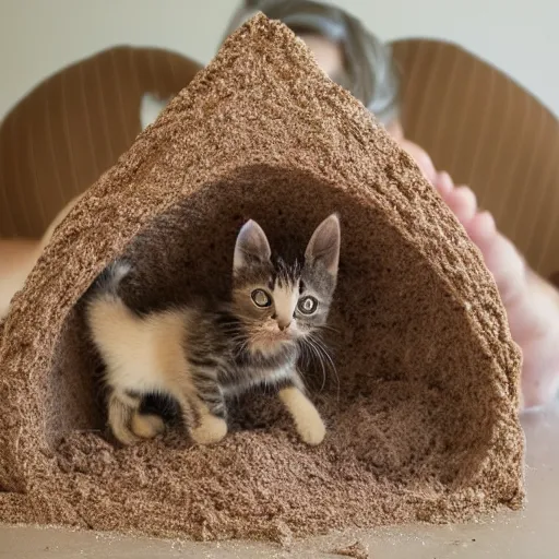 Image similar to kitten living inside a sandwish, hyper detailed