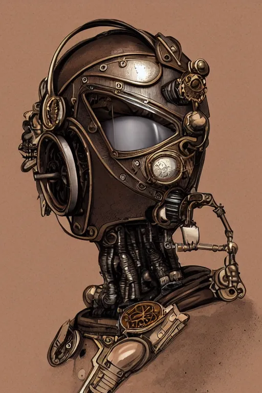 Image similar to steampunk helmet fantasy art mask robot ninja stylized digital illustration sharp focus, elegant intricate digital painting artstation concept art global illumination ray tracing advanced technology chaykin howard and campionpascale and cooke darwyn and davis jack