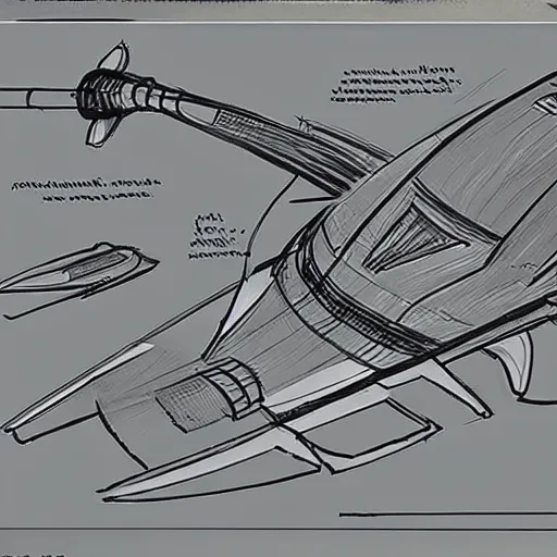 Prompt: sketches of spaceship, full page, technical, detailed