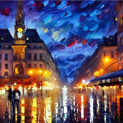 Prompt: vienna at night by craig mallism, leonid afremov, artgerm, jeremy lipkin and michael garmash, unreal engine,