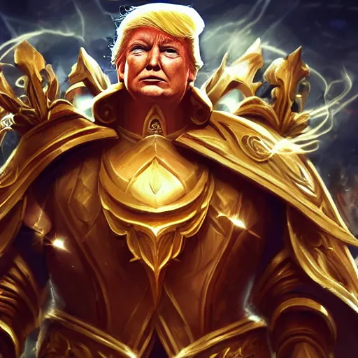 Prompt: Donald Trump as the god-emperor of mankind, League of Legends amazing splashscreen artwork, splash art, natural light, elegant, intricate, fantasy, atmospheric lighting, splash art, hd wallpaper, ultra high details